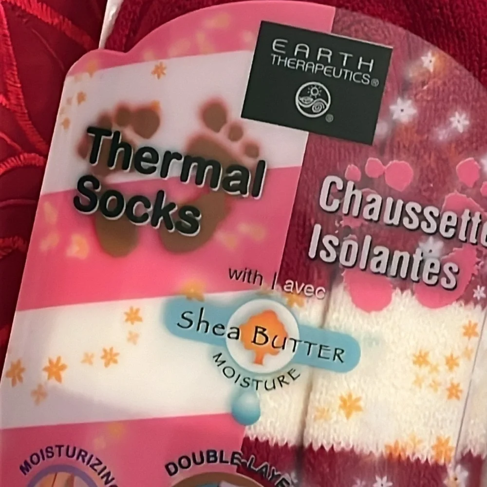 Brand New Earth Therapeutics Thermal Socks Shea Butter Moisturizing Double Layer
